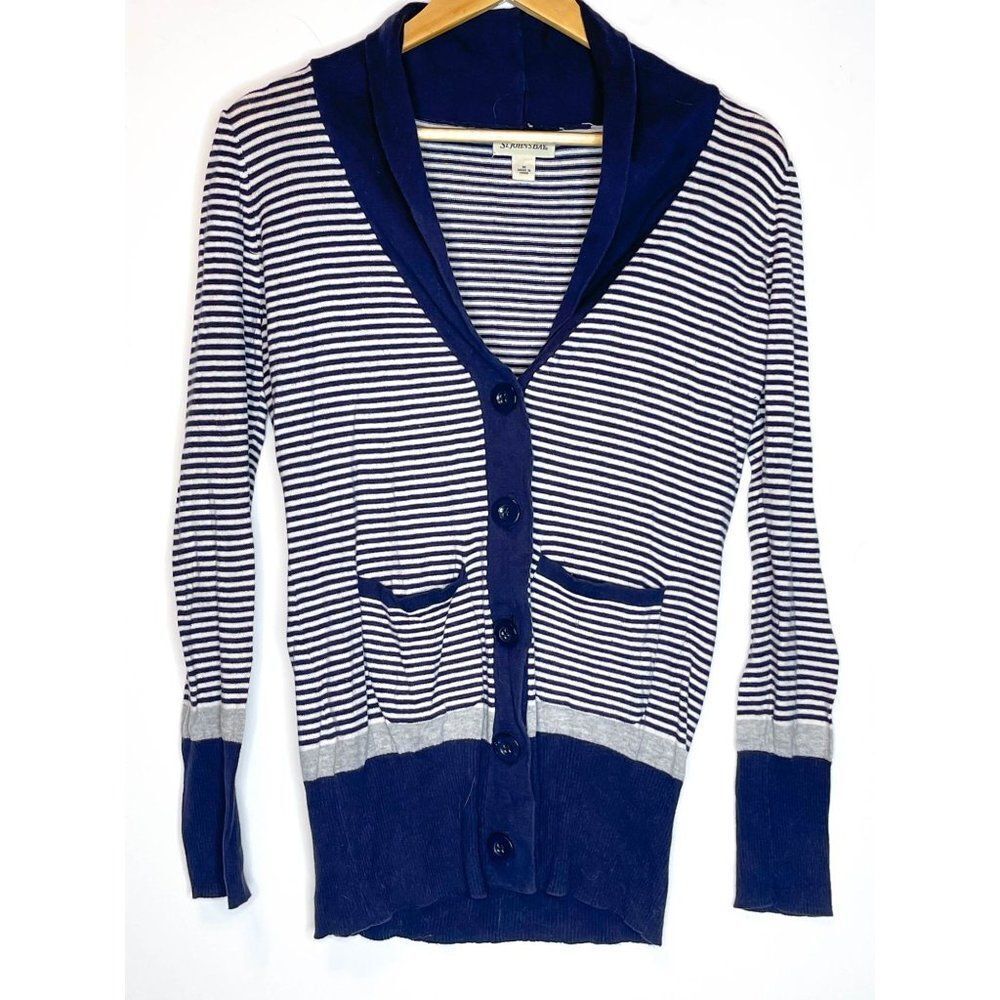 Nautical Preppy Striped Cardigan‎